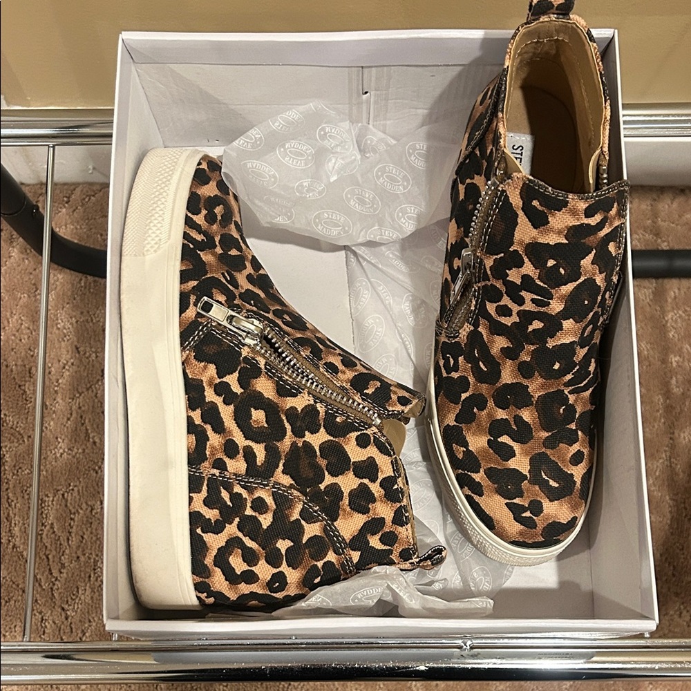 Women’s Steve Madden Leopard Print High-Top Sneakers